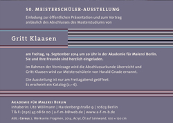 Flyer - Meisterschüler Ausstellung - Gritt Klaasen